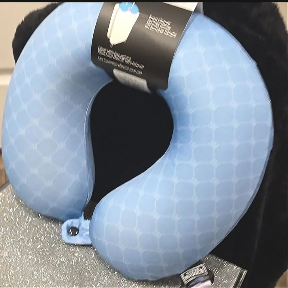 Steve Madden Logo Memory Foam Travel‎ Pillow- Blue